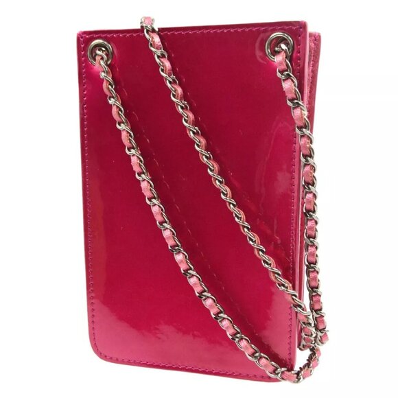 Chanel Pink Patent Leather Chain Pochette Shoulder Bag - Picture 8 of 8
